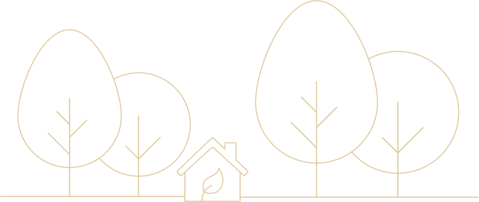 logo mit stilisierten Bäumen und Haus zum Thema Nachhaltigkeit