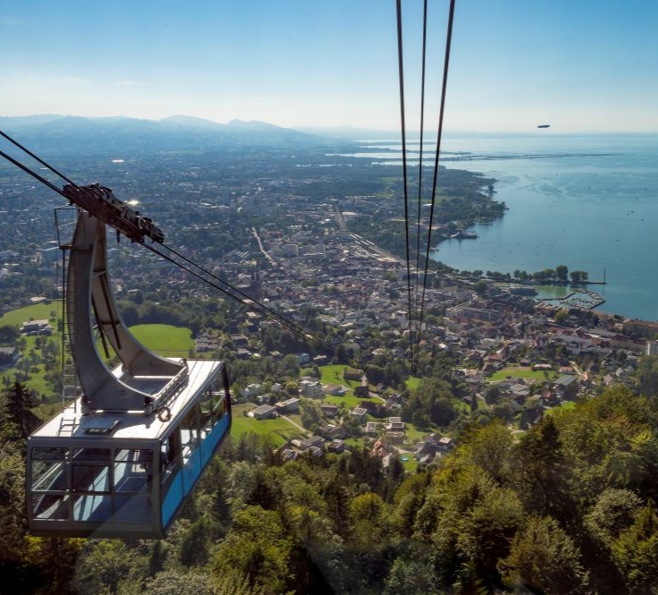 Panorama Foto der Pfänderbahn mit Blick auf den Bodensee
